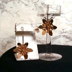 Gold Tone Flower Drop Earrings